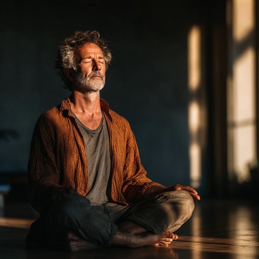 Сильний чоловік тренується